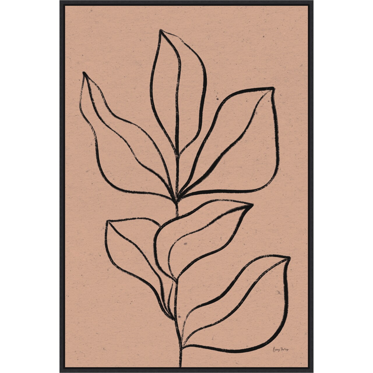 Balance VII (Leaves) by Becky Thorns 23-in. W x 33-in. H. Canvas Wall Art Print Framed in Black